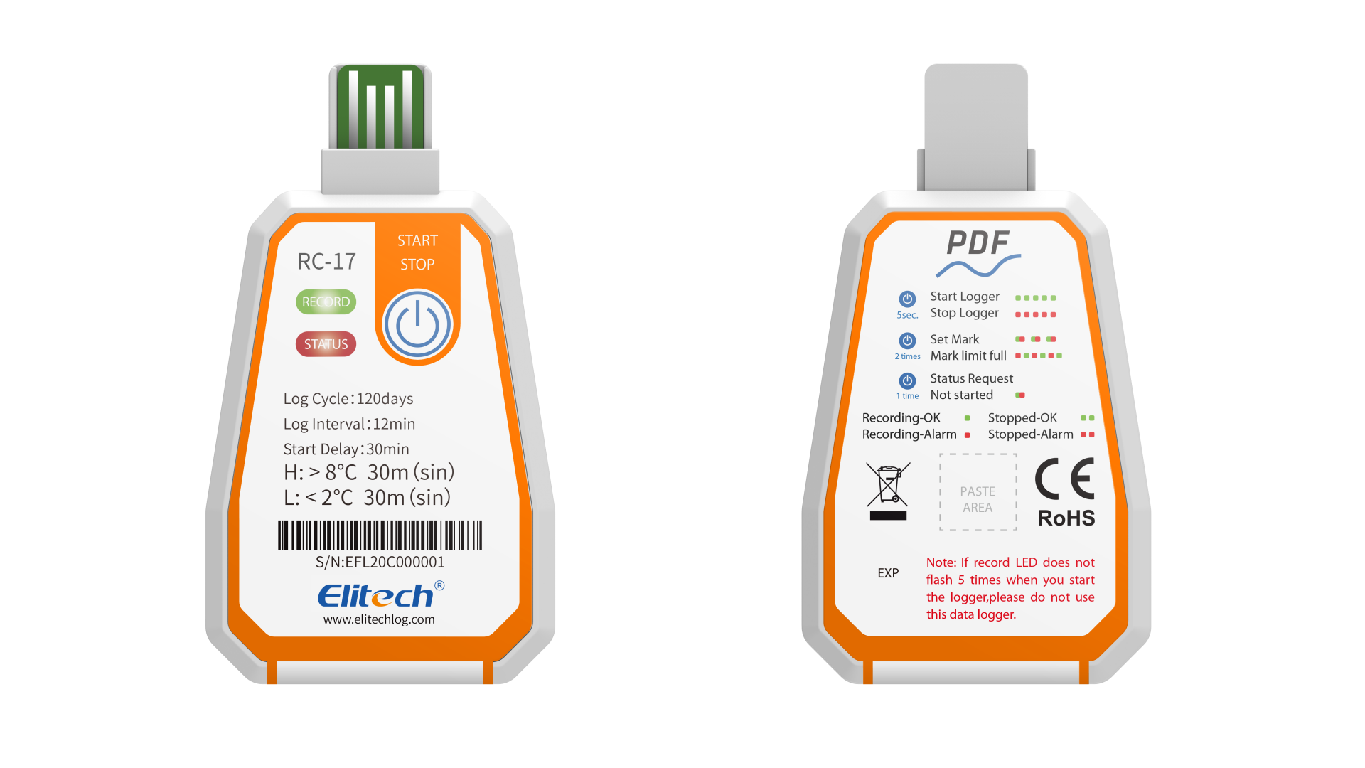 RC-17 Tek Kullanımlık Data Logger - ELITECH - TK2018
