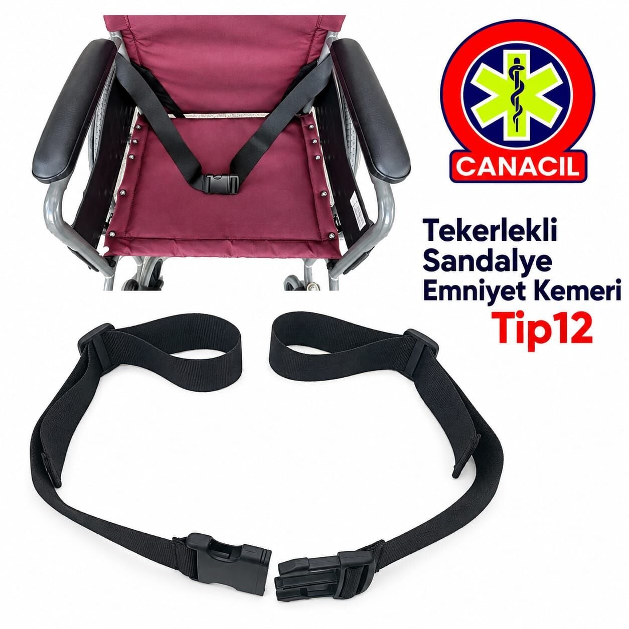 TEKERLEKLİ SANDALYE EMNİYET KEMERİ - PLASTİK KİLİT - TK9964 - 4 CM - Tip12